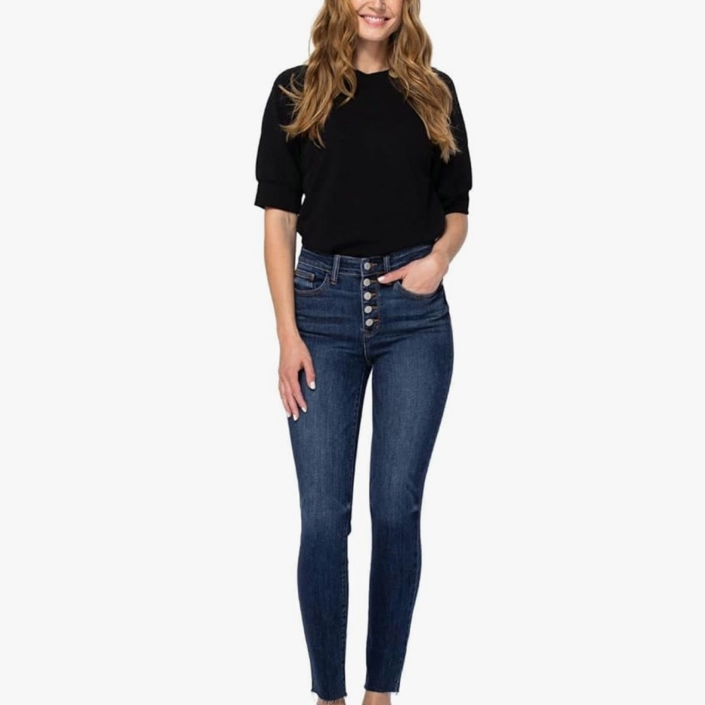 Judy Blue Women's High Rise Exposed Button Fly Skinny Jeans Sz 13/31